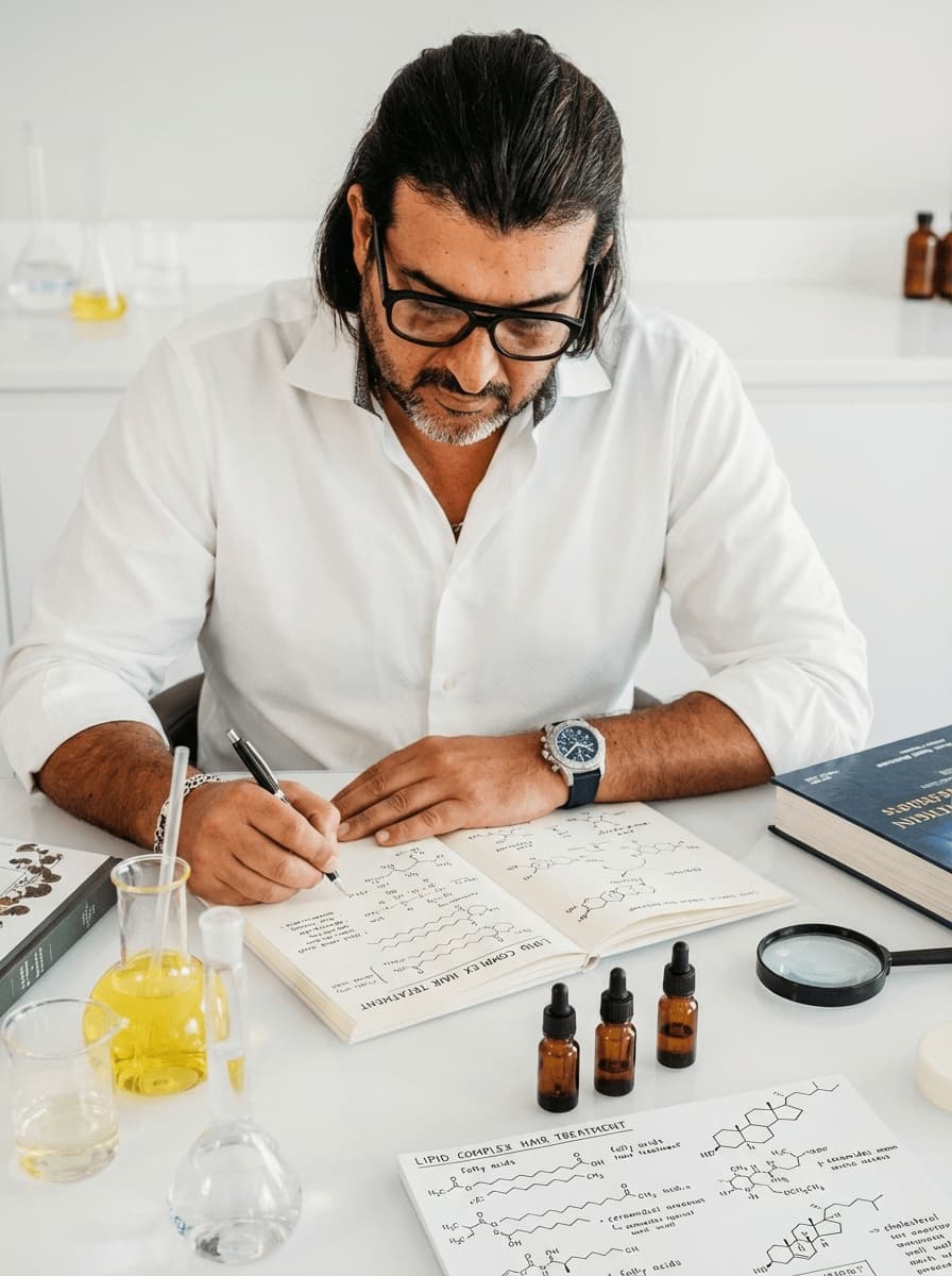 Tomy formulating Lipid Complex in the lab