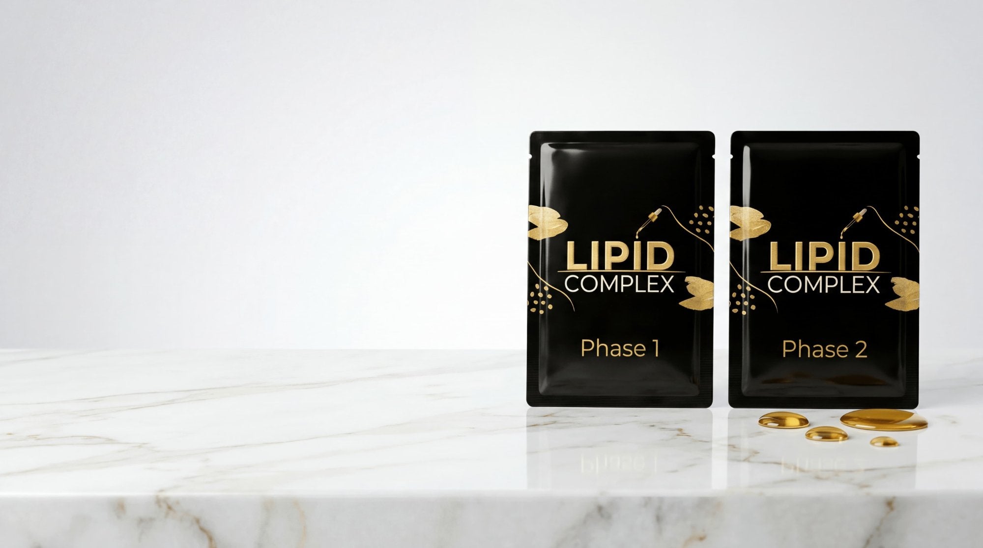 Lipid Complex Phase 1 and Phase 2 hair treatment on marble