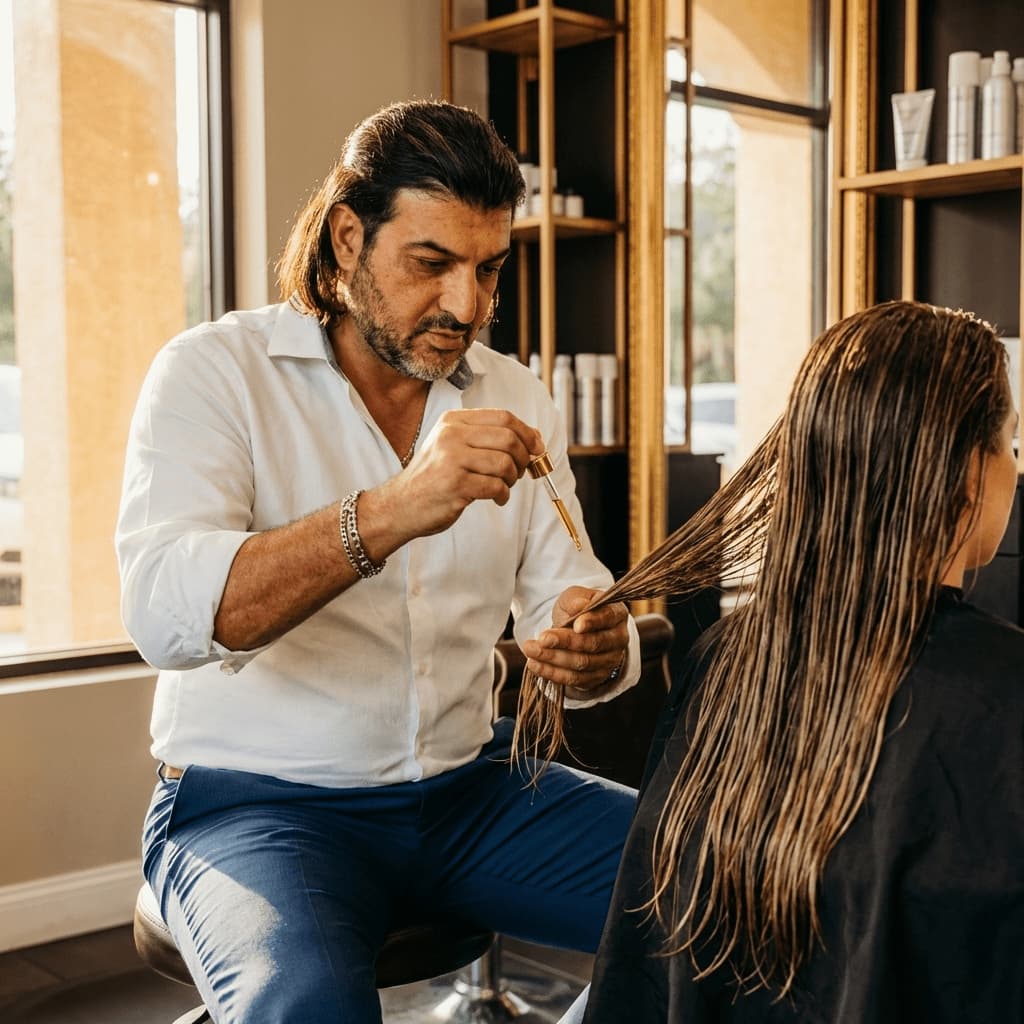 Tomy applying Lipid Complex treatment