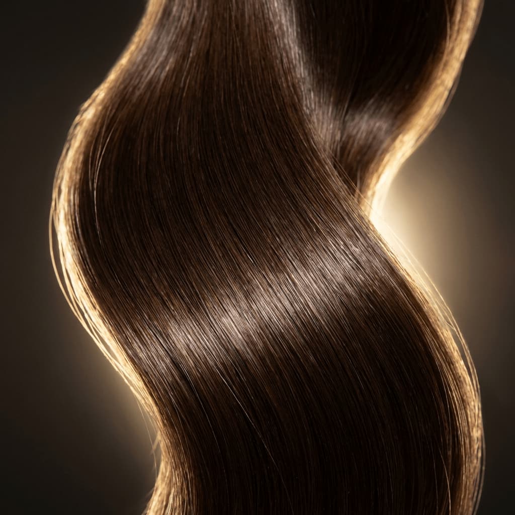 Glossy restored hair with mirror shine